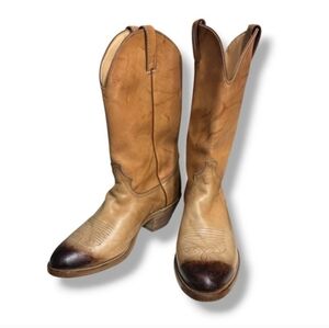 LAREDO Tan Western Cowboy Boots Burnished Toe Size 9 Style 5609 VINTAGE